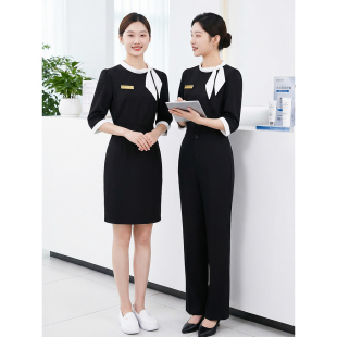美容师七分袖工装女春夏季短袖医美前台接待美容院工作服务员套装