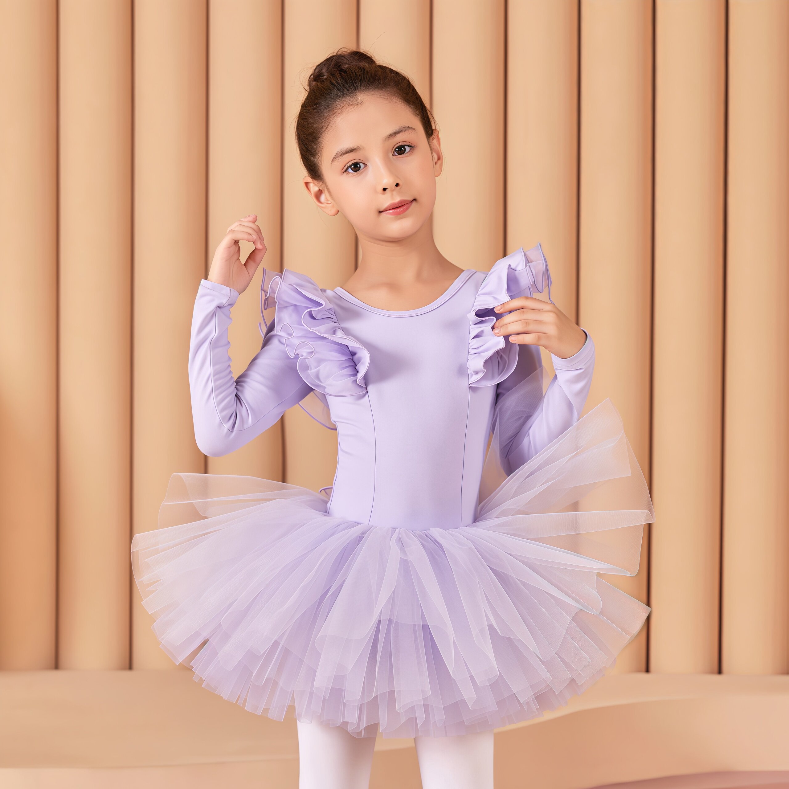 偲珂莉儿童纯棉长袖舞蹈服幼儿练功服女童黑色芭蕾演出服tutu1896