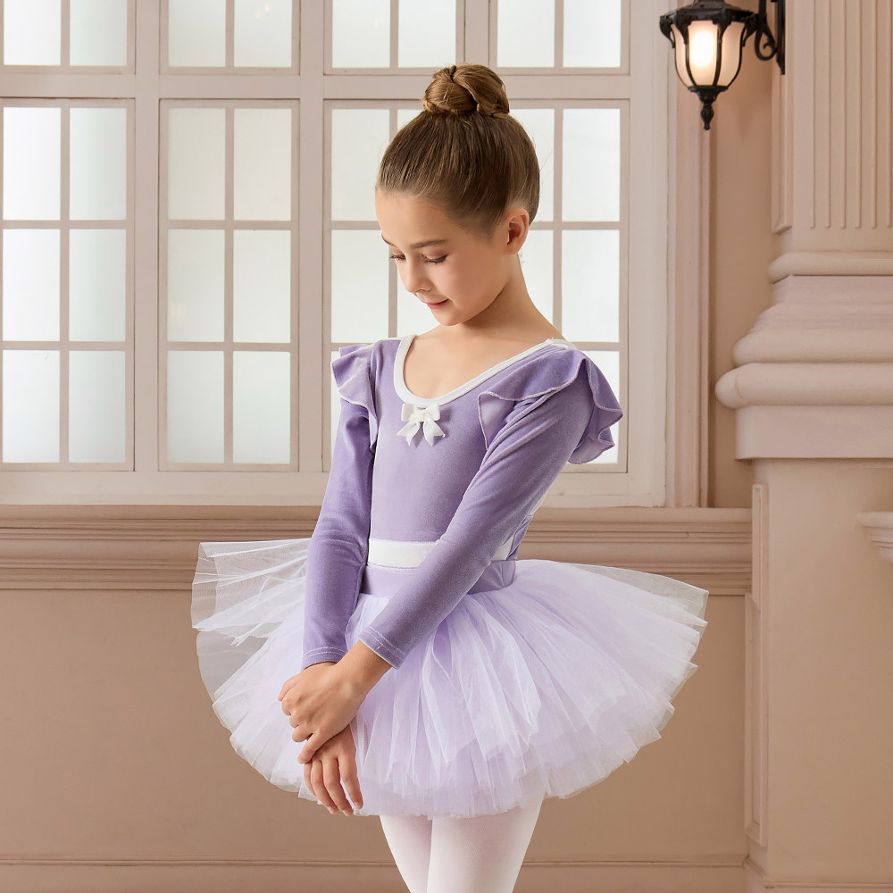 中国舞艺考舞蹈连体服女童丝绒