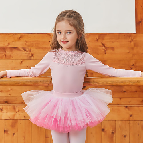 秋冬女童纯棉长袖练功服芭蕾舞裙