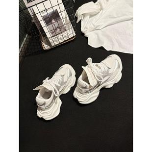 大舌头~走秀款真皮厚底老爹鞋女2025秋新款休闲鞋ins运动女鞋