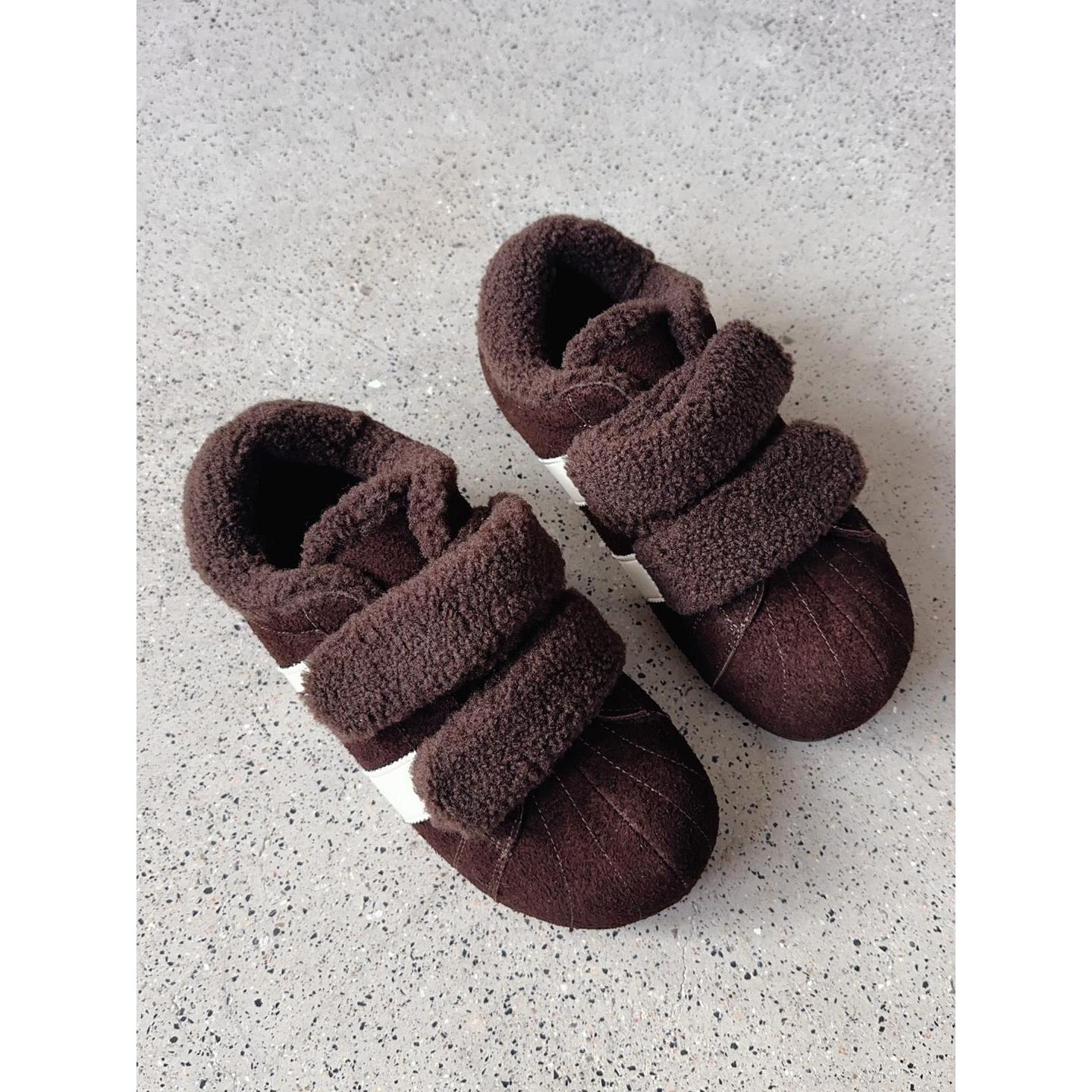 韩版冬季新款加绒棉鞋魔术贴平底休闲鞋勃肯鞋女单鞋