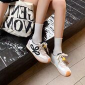 复古拼色德训鞋 青年圆头系带鞋 女休闲运动鞋 百搭阿甘鞋