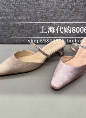 Joy&Peace真美诗2025夏季女鞋烫钻气质穆勒拖鞋粗跟包头凉鞋YVX22