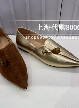 真美诗2025春季女鞋轻便软底复古老钱风小皮鞋金色乐福鞋女 38162