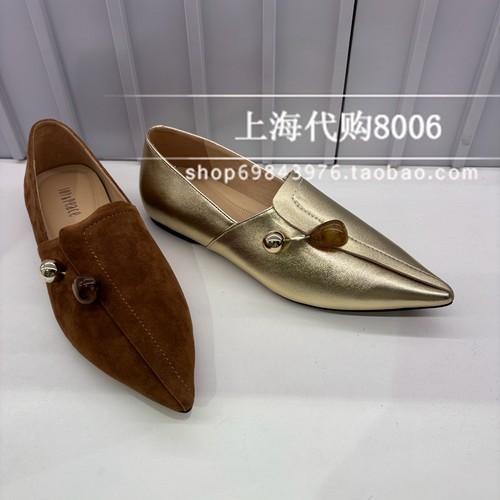 女鞋真美诗尖头单鞋乐福鞋春季