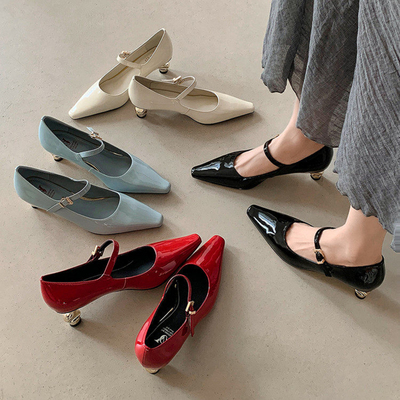 SIX MADDEN2026春款女鞋尖头浅口一字带玛丽珍鞋百搭女单鞋SMD356