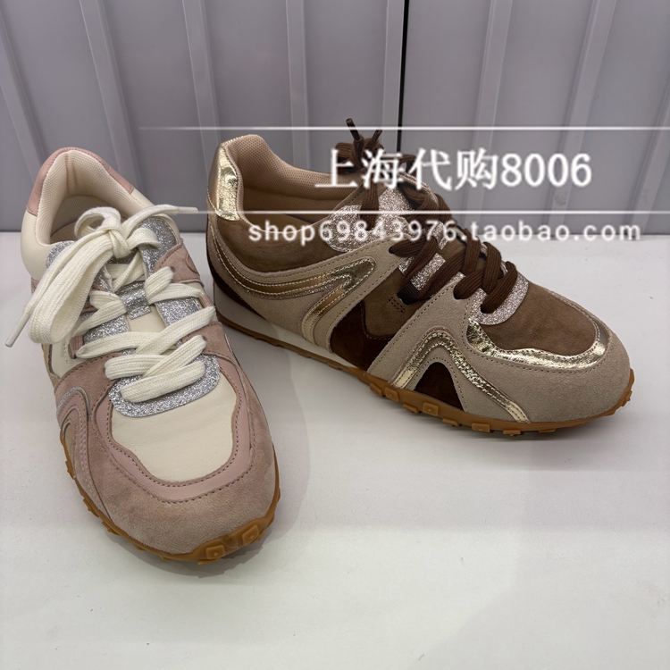 2025春季复古拼接系带平底休闲鞋