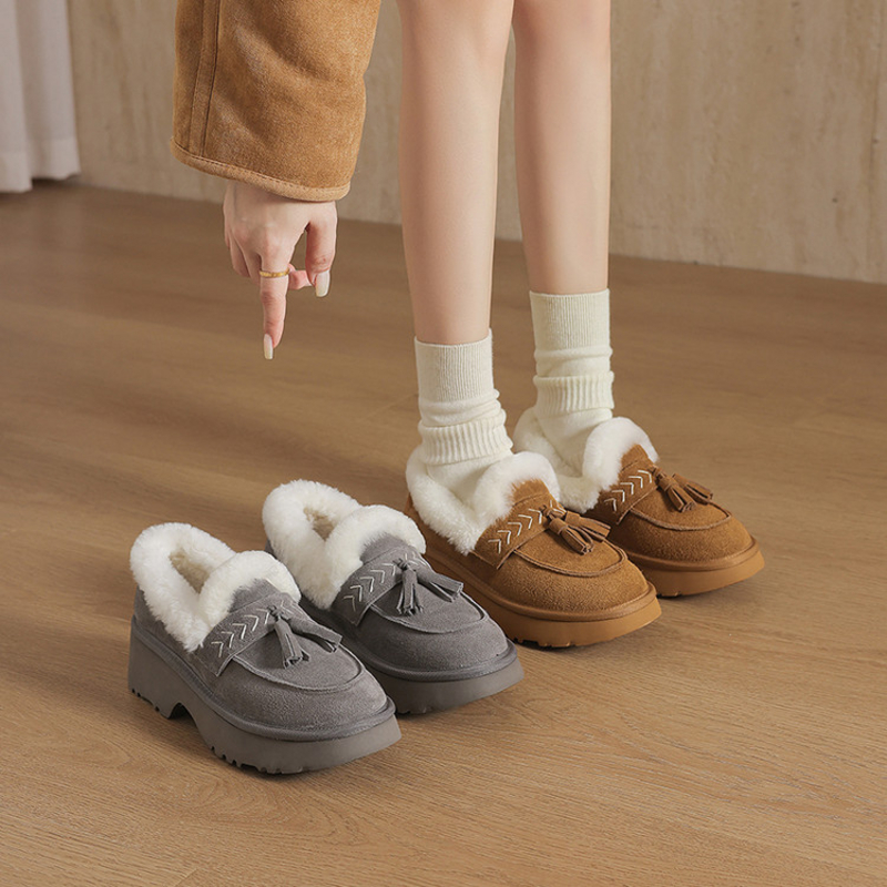 SIX MADDEN2025冬季女鞋韩版舒适流苏加厚雪地靴乐福鞋棉鞋SMD345