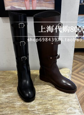 MIO米奥2025冬季女靴专柜正品牛皮瘦瘦靴长靴女骑士靴 M245833081