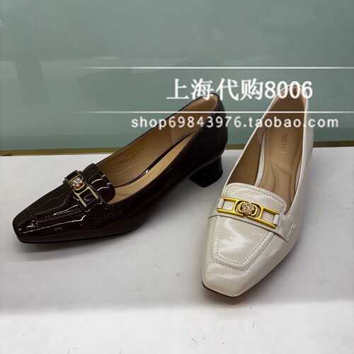 tigrisso/蹀愫2025秋季女鞋百搭乐福鞋粗跟增高女单鞋 T76104A-02