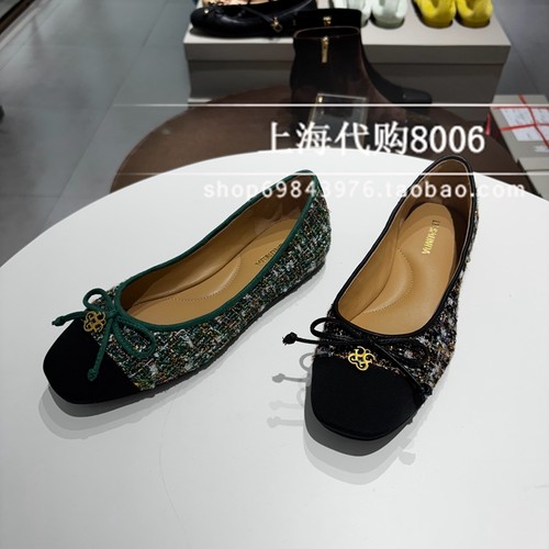 le saunda莱尔斯丹2025秋季女鞋方头蝴蝶结芭蕾小香风单鞋6T10901