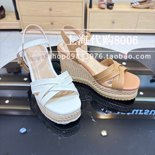 natursun娜冉2026夏季女鞋坡跟一字带舒适休闲露趾凉鞋 N26326802