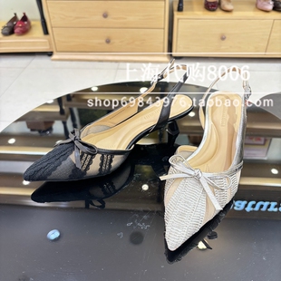 natursun娜冉2026夏季女鞋尖头凉鞋一字带后空纱网单鞋 N26223504