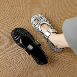 透气镂空凉鞋 SIX MADDEN2025夏季 女鞋 SMD1331 一字带平底玛丽珍鞋