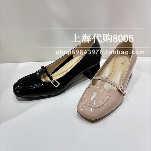 tigrisso蹀愫2026春季女鞋丁字带方头粗跟玛丽珍鞋单鞋T76117A-05