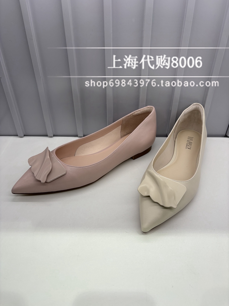 JoyPeace真美诗2024春季女鞋欧美羊皮平底尖头通勤浅口单鞋 YVV25