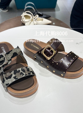 莱尔斯丹2025夏款女鞋专柜正品时尚休闲双带博肯鞋女拖鞋 6M23203