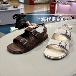 Y2568 Joy&Peace真美诗2025夏季 女鞋 露趾平底沙滩鞋 饰扣休闲女凉鞋
