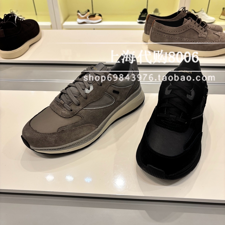 GEOX健乐士2025秋季男鞋舒适圆头厚底运动鞋时尚防水休闲鞋U46HGA