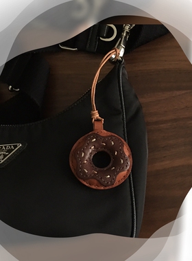 手作真皮甜甜圈包包挂件车钥匙挂饰 意大利进口mbox牛皮质感礼物