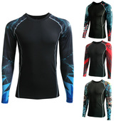 跑步透气速干衣健身房高弹紧身 PRO健身长袖 男训练打底衫 印花衣秋