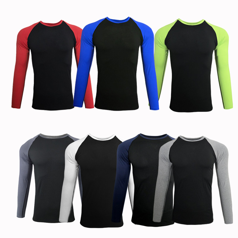 运动长袖打底紧身衣男足球训练篮球跑步健身紧身长袖内衣速干排汗