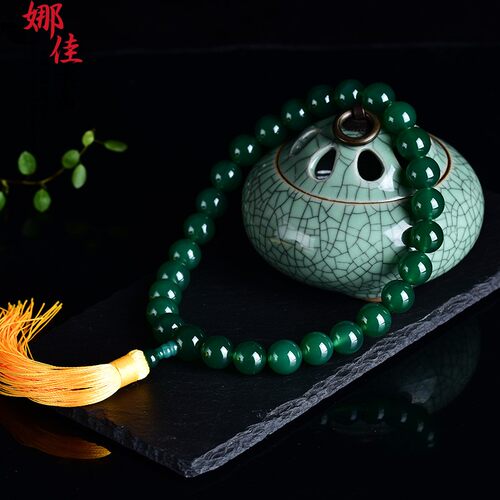 甄嬛传同款绿玛瑙手持佛珠