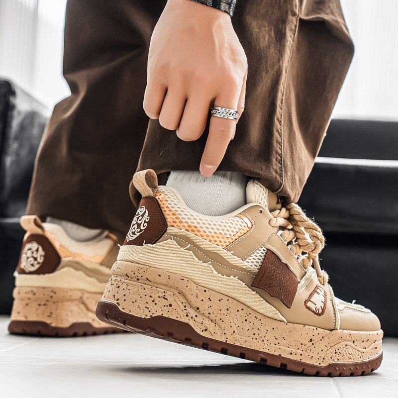 1613-2897-P70复古厚底老爹男休闲板鞋拼色百搭潮流运动板鞋耐磨，男鞋休闲鞋，星座1613-1