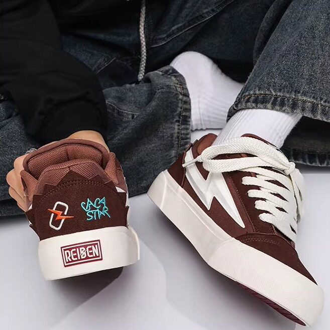 1613-2906-P85拼色闪电板鞋男女复古休闲鞋耐磨低帮鞋美式街头，男鞋休闲鞋，星座1613-1