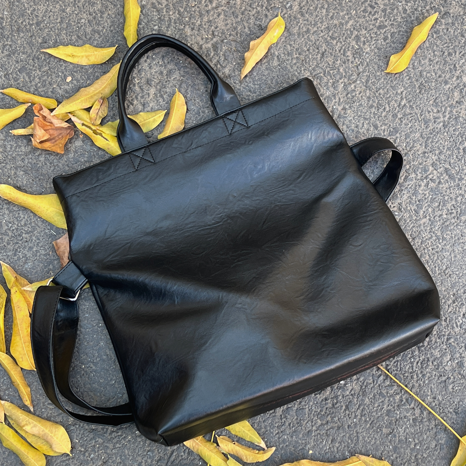 1613-B68-P45百搭通勤时尚男女休闲黑色皮包可单肩斜挎手提电脑包，鞋类箱包手腕包，星座1613-1