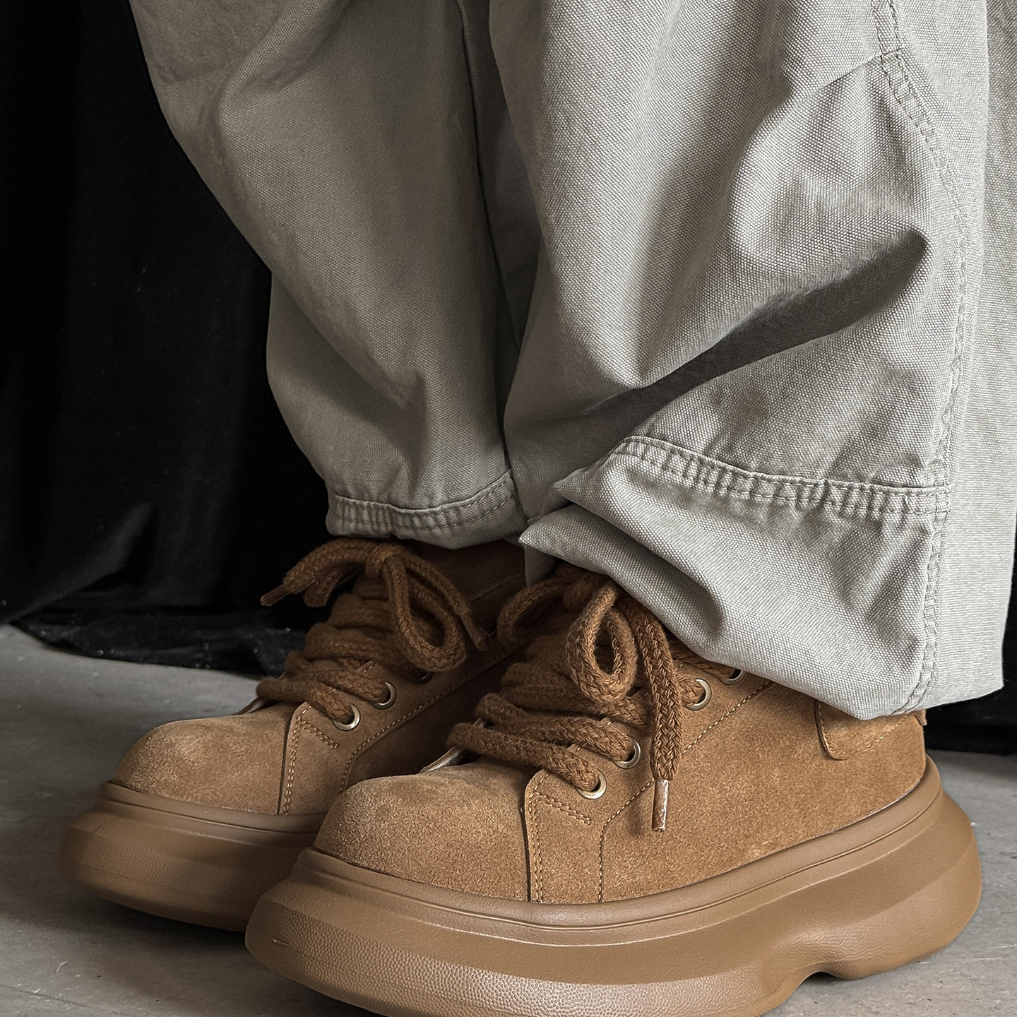 1613-2901-P65厚底运动休闲鞋子男棕色增高休闲鞋百搭潮流面包鞋，男鞋休闲鞋，星座1613-1