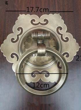 仿古家具铜配件古典装饰大门六角镂空纯铜街门拉手把手铜配件