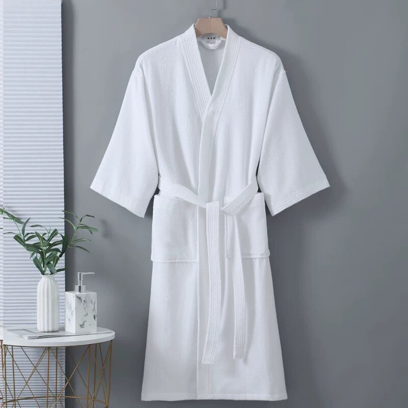 纯棉薄款女浴袍短袖加肥男浴衣春夏大浴巾吸水酒店旅行游泳美容院