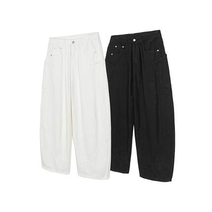 DiffWave白色水洗宽松阔腿弯刀裤解构A字牛仔裤Cleafit休闲裤男女