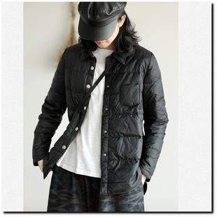 日系女装文艺衬衫领纯色外套轻薄款羽绒服羽绒白鸭绒短款上衣