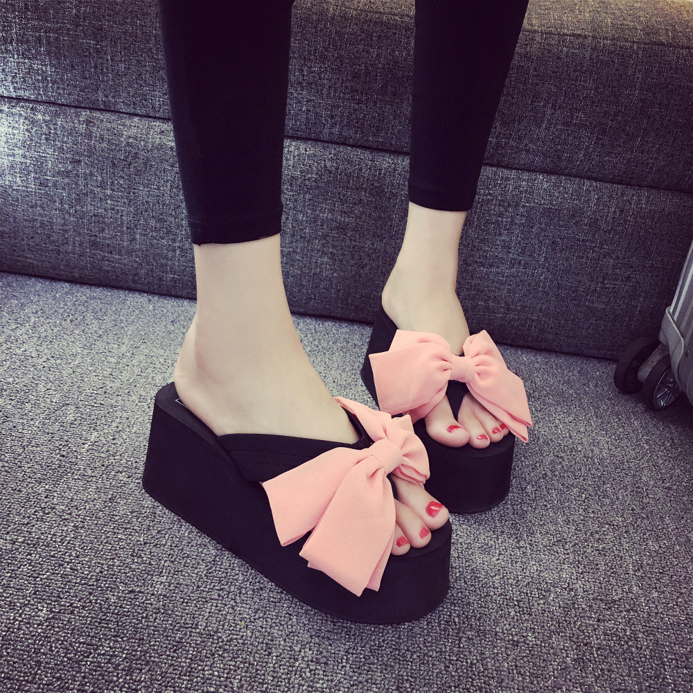 厚底韩版蝴蝶结外穿凉拖鞋新款