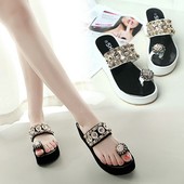 夏季 韩版 百搭松糕沙滩2026新款 女夏外穿时尚 厚底室外 增高跟凉拖鞋