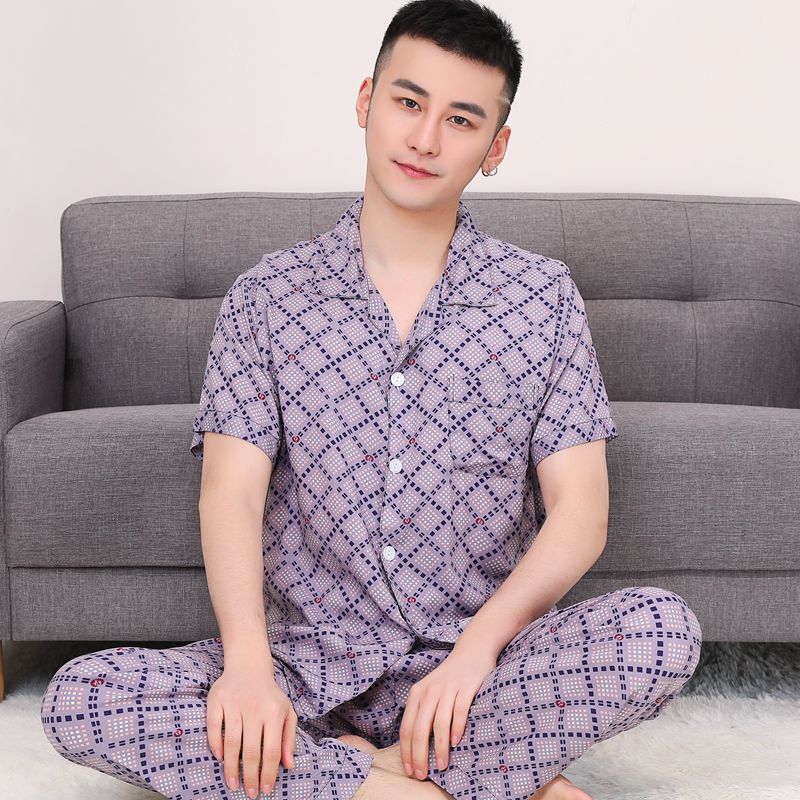 男士睡衣短袖棉绸春秋季可爱睡衣男式夏季家居服男大码套装新款券后39.00元