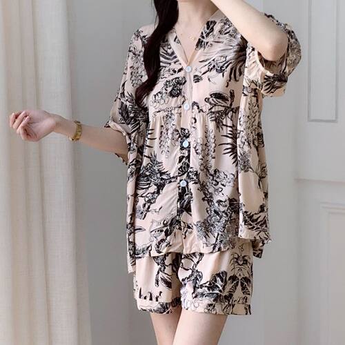 夏季新棉绸睡衣甜美女生可爱套装胖MM日系短袖可外穿人造棉家居服