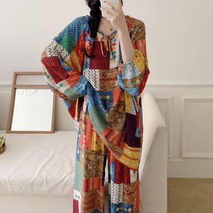 宽松人造棉家居服套装 大码 长袖 纯棉绸睡衣女春秋款 薄夏天 2025新款