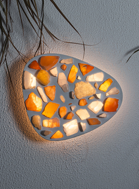 元渡碎光浮石壁灯墙灯氛围灯矿石手工侘寂风床头灯走廊灯过道夜灯