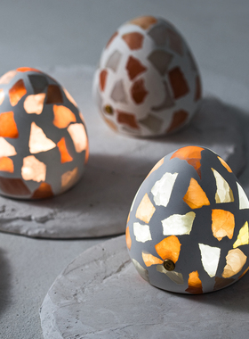 元渡碎光蛋蛋矿石小夜灯充电触摸调光 ins梦幻卧室床头睡眠小桌灯