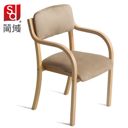 简域实木餐椅现代简约单人书房椅北欧扶手时尚书桌靠背椅电脑椅子
