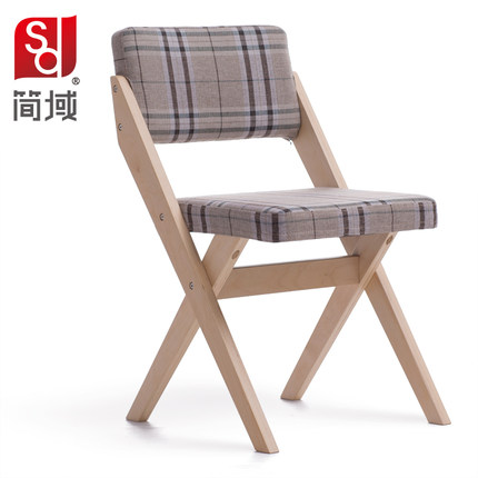 简域 实木餐椅简约现代布艺椅子家用餐厅奶茶会议酒店单人椅木椅