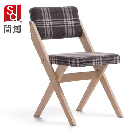 简域 实木餐椅简约现代布艺椅子家用餐厅奶茶会议酒店单人椅木椅