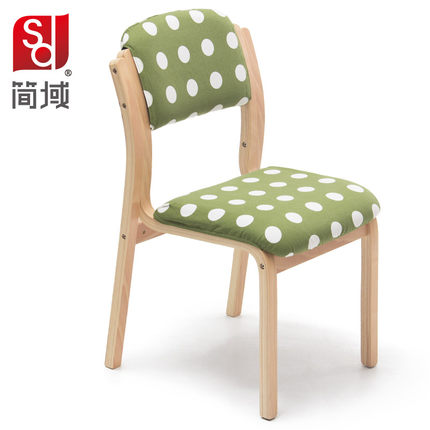简域实木餐椅布艺咖啡厅餐椅简约酒店北欧软包椅靠背欧式书桌椅子