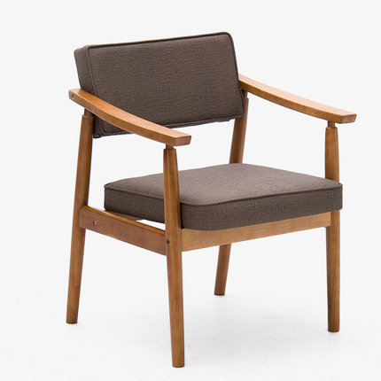 简域餐厅实木餐椅休闲布艺咖啡椅北欧办公椅简约带扶手靠背椅子