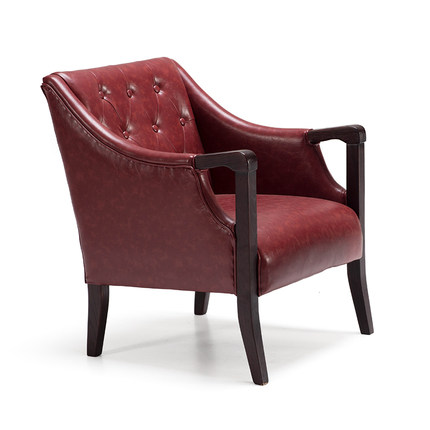 简域北欧单人沙发椅书房实木椅子复古美式沙发带扶手桌椅老虎椅