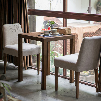 简域实木方桌餐桌椅组合咖啡厅蛋糕店甜品店桌椅小户型餐桌小桌子